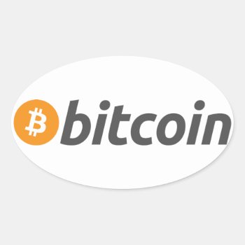 Bitcoin Logo   Text Oval Sticker by myshopz at Zazzle