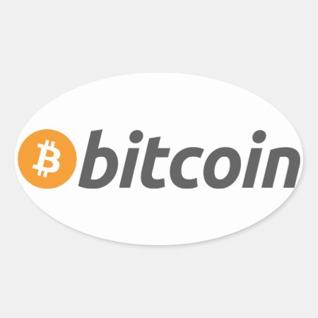 Bitcoin Logo   Text Oval Sticker