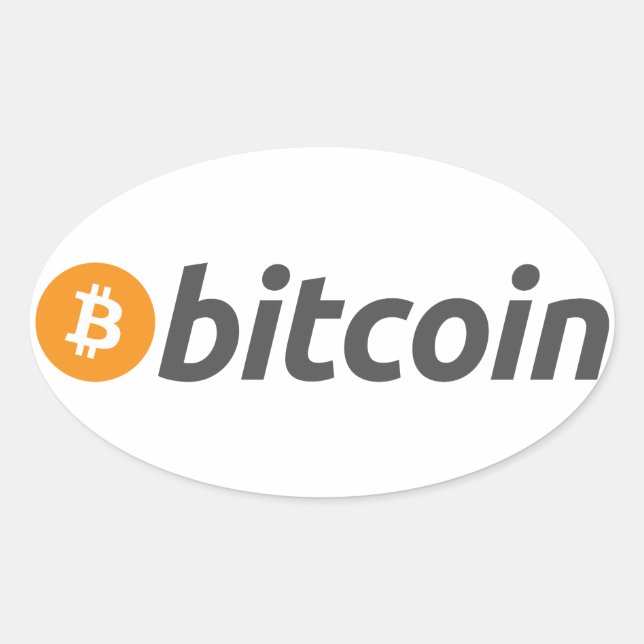 Bitcoin logo + text oval sticker (Front)