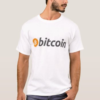 Bitcoin Logo   Text T-shirt by myshopz at Zazzle