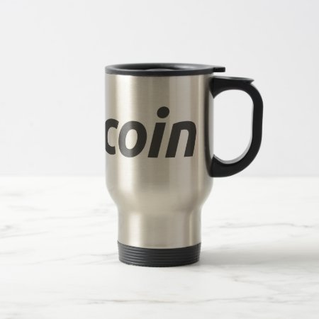 Bitcoin Logo   Text Travel Mug