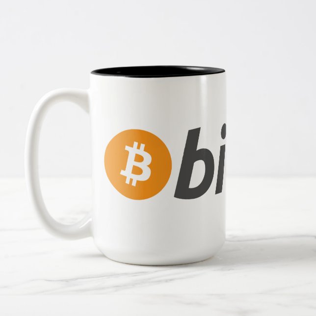 Bitcoin logo Two-Tone coffee mug (Left)