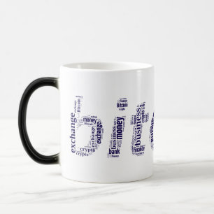 Bitcoin logo wordart graphics color morph mug 