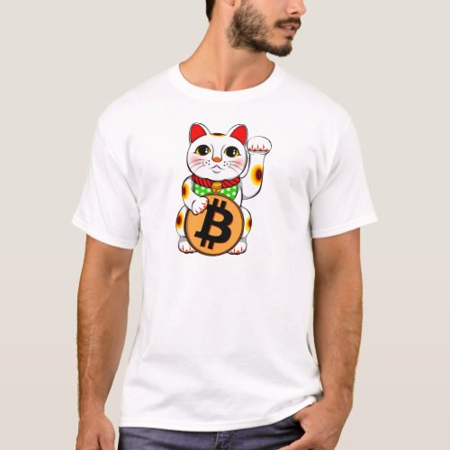 Bitcoin Maneki Neko Lucky Cat 01 T_Shirt