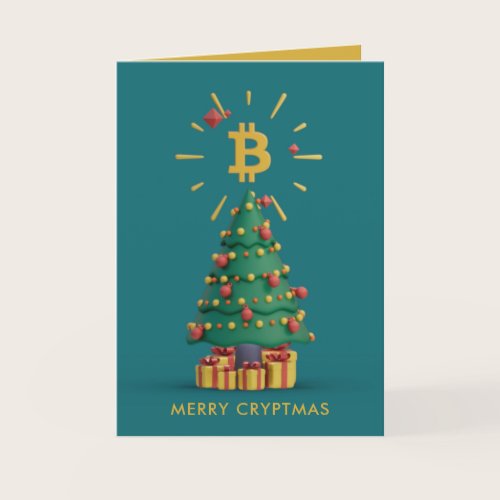 Bitcoin Merry Cryptmas Cryptocurrency Christmas Holiday Card