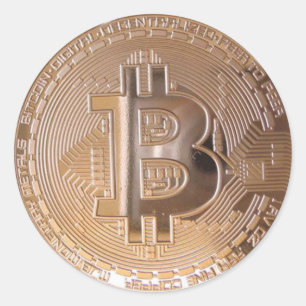 Bitcoin metallic made of copper. M1 Classic Round Sticker