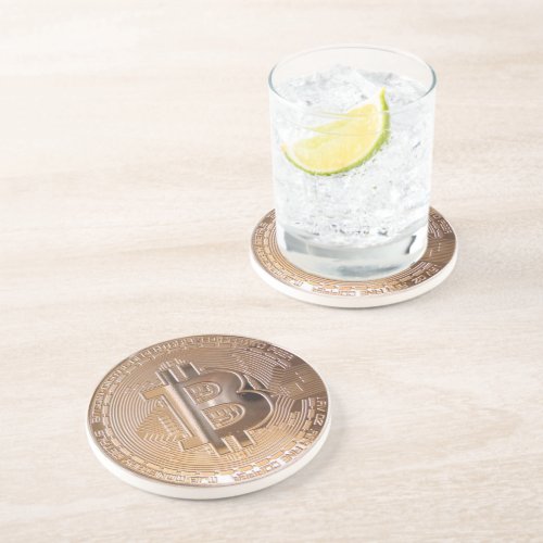 Bitcoin metallic made   of copper M1 Drink Coaster
