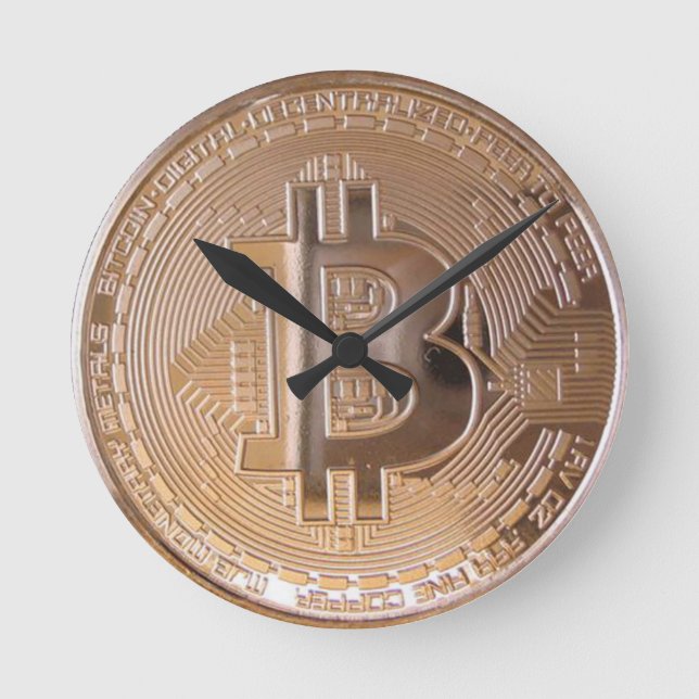 Bitcoin metallic made ​​of copper. M1 Round Clock (Front)