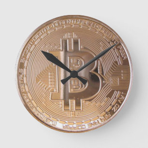 Bitcoin metallic made of copper. M1 Round Clock