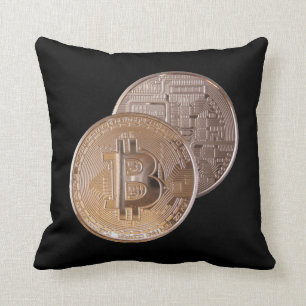 Bitcoin metallic made of copper. M1 Throw Pillow