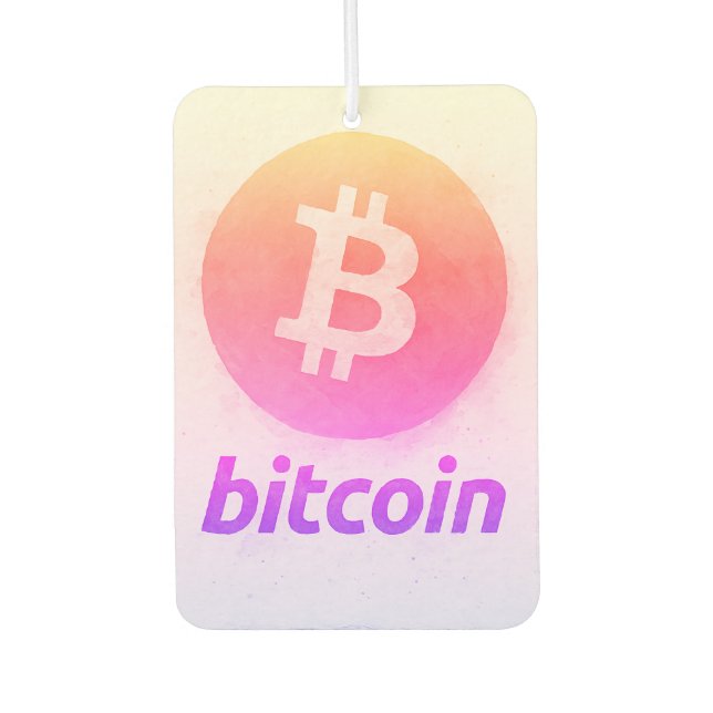 Bitcoin Miami Watercolor (Logo + Text) Air Freshener (Front)