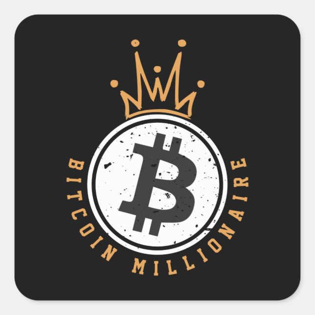 Bitcoin Millionaire Square Sticker (Front)