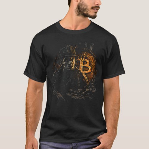Bitcoin miner cryptocurrency mining design black T_Shirt