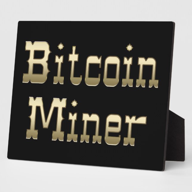 Bitcoin Miner (On Black) Plaque (Side)