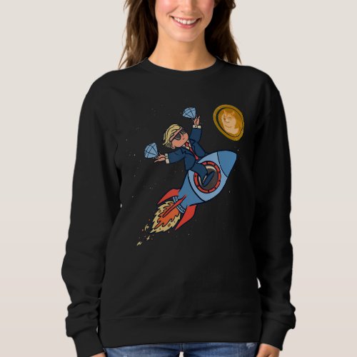 Bitcoin Moon Rocket BTC Crypto Crystal Hands Sweatshirt