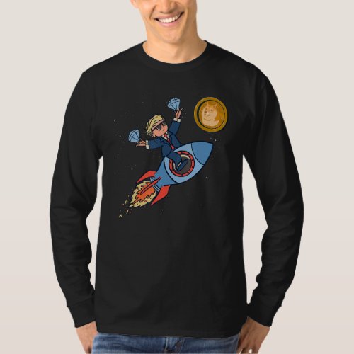 Bitcoin Moon Rocket BTC Crypto Crystal Hands T_Shirt