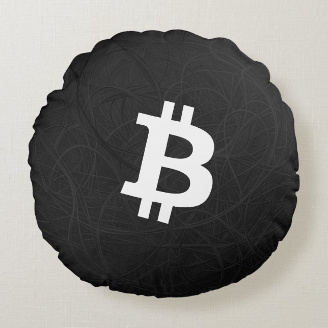 Bitcoin Neuron Black Round Pillow (Front)