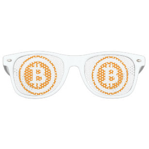 White Bitcoin Logo on Orenge Graphic Hippy Style Round Sunglasses