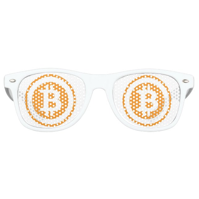 Bitcoin orange and white logo with circle retro sunglasses (Front)