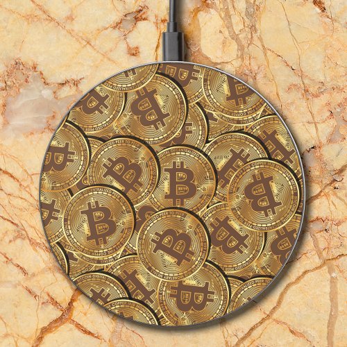 Bitcoin Pattern Crypto Money Gold Cool Luxury Geek Wireless Charger