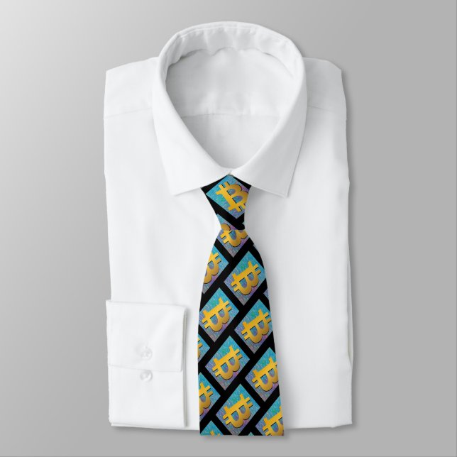 Bitcoin pattern, neck tie (Tied)