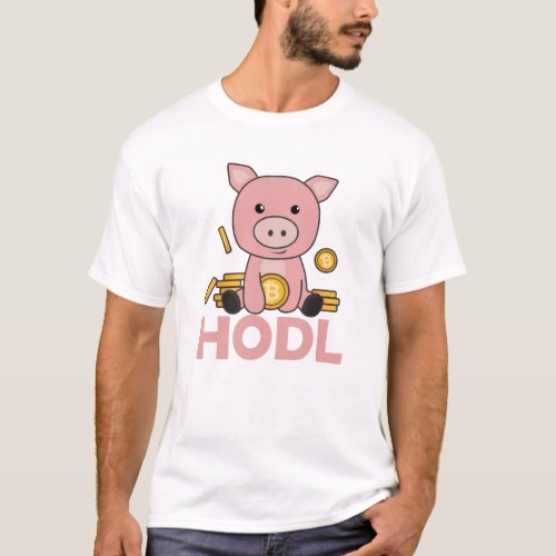 Bitcoin Piggy Bank Hodl Coins Hold Digital T_Shirt