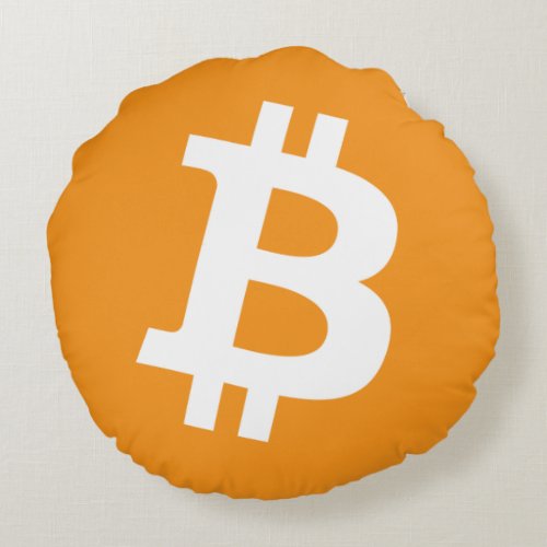 Bitcoin Pillow Simple Logo Design Round Orange