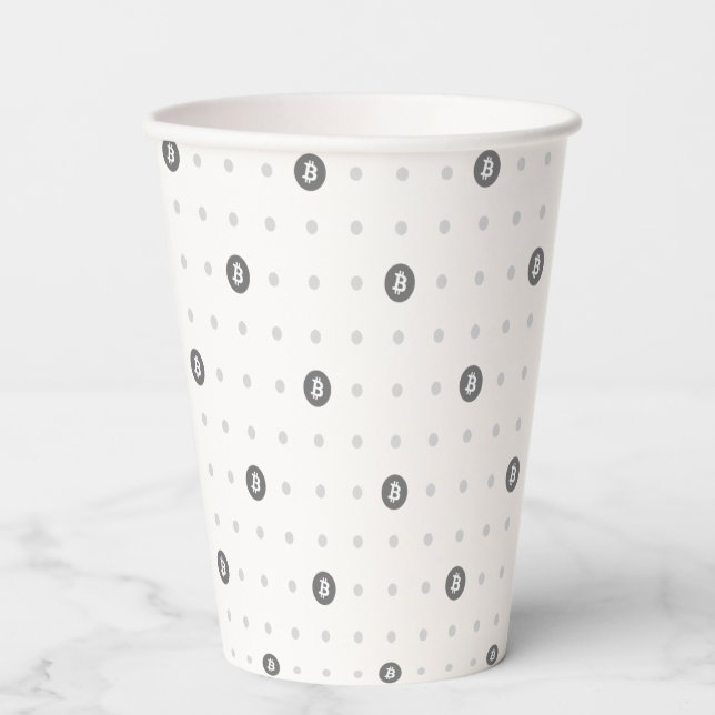 Bitcoin Polka Dot 12oz Paper Cup (Front)