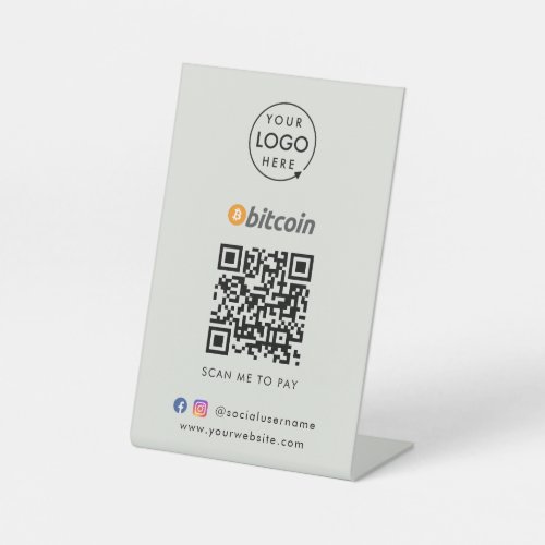 Bitcoin QR Code Payment  Scan Me Gray Business Pedestal Sign