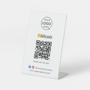 Bitcoin QR Code Payment Scan to Pay Business Pedestal Sign