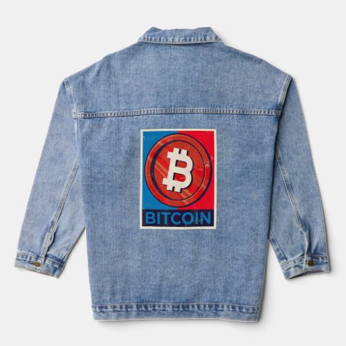 Bitcoin Red Blue Democratic Cryptocurrency  Denim Jacket