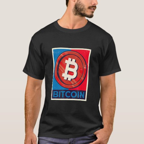 Bitcoin Red Blue Democratic Cryptocurrency  T_Shirt