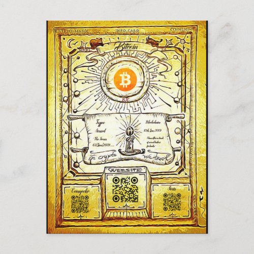 Bitcoin Reference with space for your QR 2 Invitation Postcard