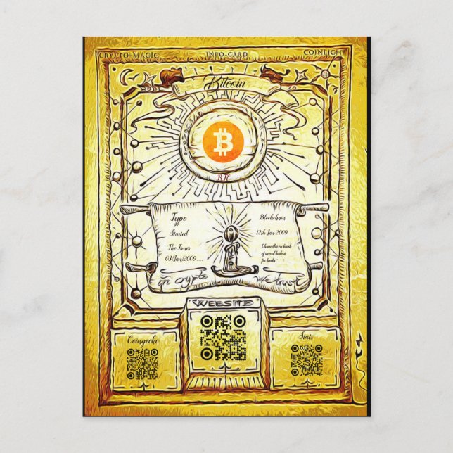 Bitcoin Reference (with space for your QR) 2 Invitation Postcard (Front)