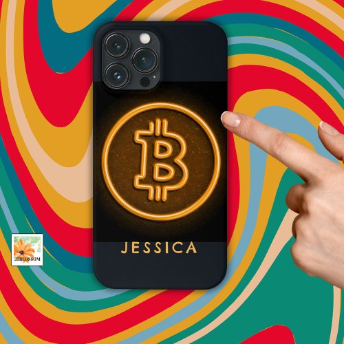 bitcoin RETRO led sign CRYPTO personalized gift iPhone 13 Pro Max Case