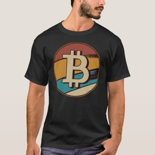 Bitcoin Retro Vintage Sunset BTC Cryptocurrency In T_Shirt