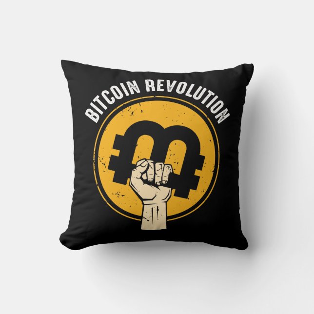 Bitcoin Revolution Cryptocurrency Trader Virtual C Throw Pillow (Front)