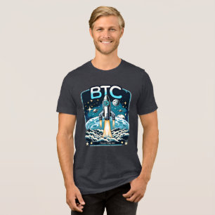 Bitcoin Rocket Crypto BTC Meme Tri-Blend Shirt