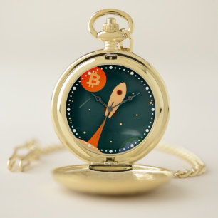Bitcoin Rocket Pocket Watch