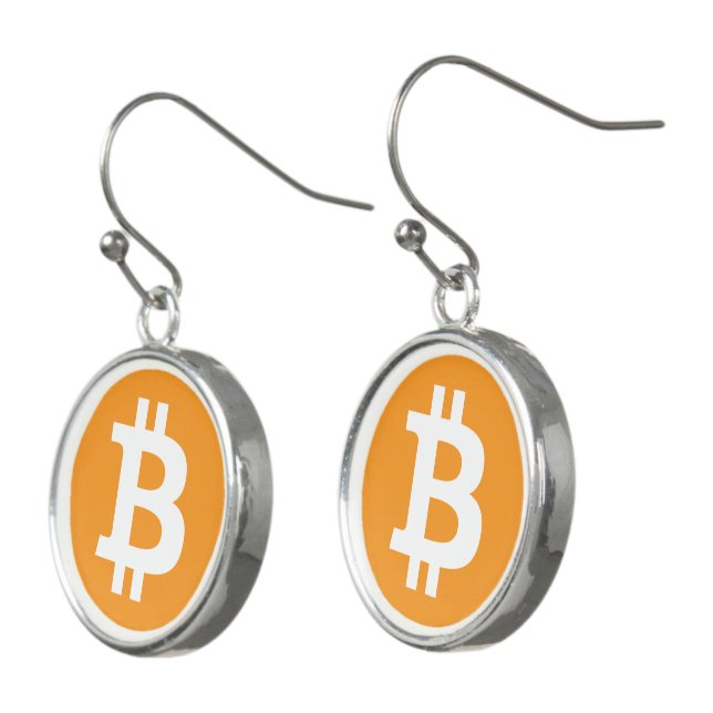 Bitcoin Round Earrings (Angled)