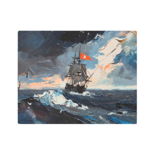 "Bitcoin Sailing" Oil Painting #1 Metal Print