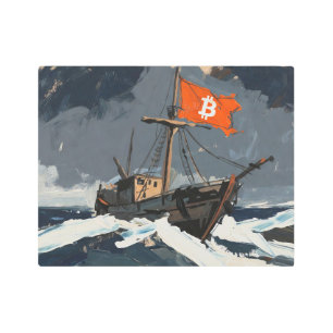 "Bitcoin Sailing" Oil Painting #2 Metal Print