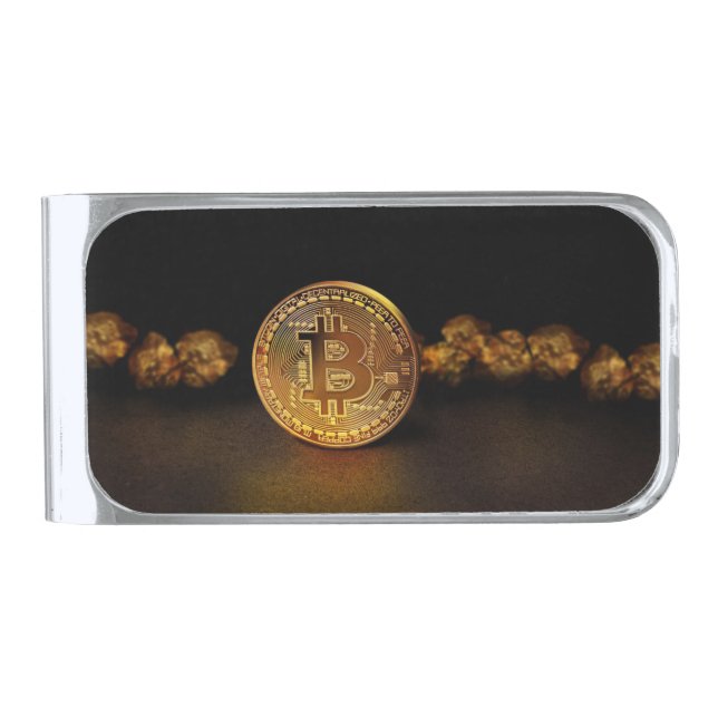 Bitcoin Silver Finish Money Clip (Front)