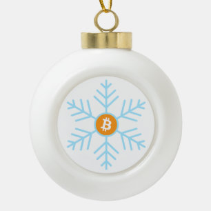 Bitcoin Snowflake Ceramic Ball Christmas Ornament