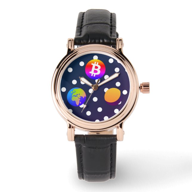 Bitcoin Solar Space Designer (Colorful) Watch (Front)