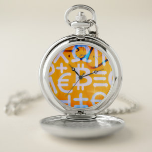 Bitcoin Street Art (Orange Painting No. 1) Pocket Watch