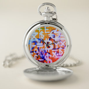 Bitcoin Street Art (Orange Painting No. 2) Pocket Watch
