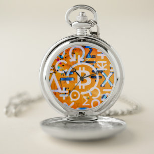 Bitcoin Street Art (Orange Painting No. 3) Pocket Watch