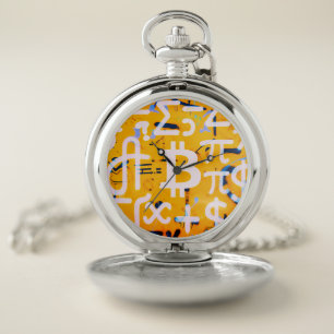 Bitcoin Street Art (Orange Painting No. 4) Pocket Watch