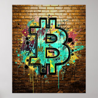 Bitcoin Street Art Poster – Colorful Graffiti Desi